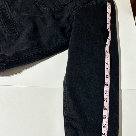 Gap Black Denim Jean Jacket Fleece Sherpa Lined Women’s XL Quilted Sleeve Unisex - Picture 5 of 9